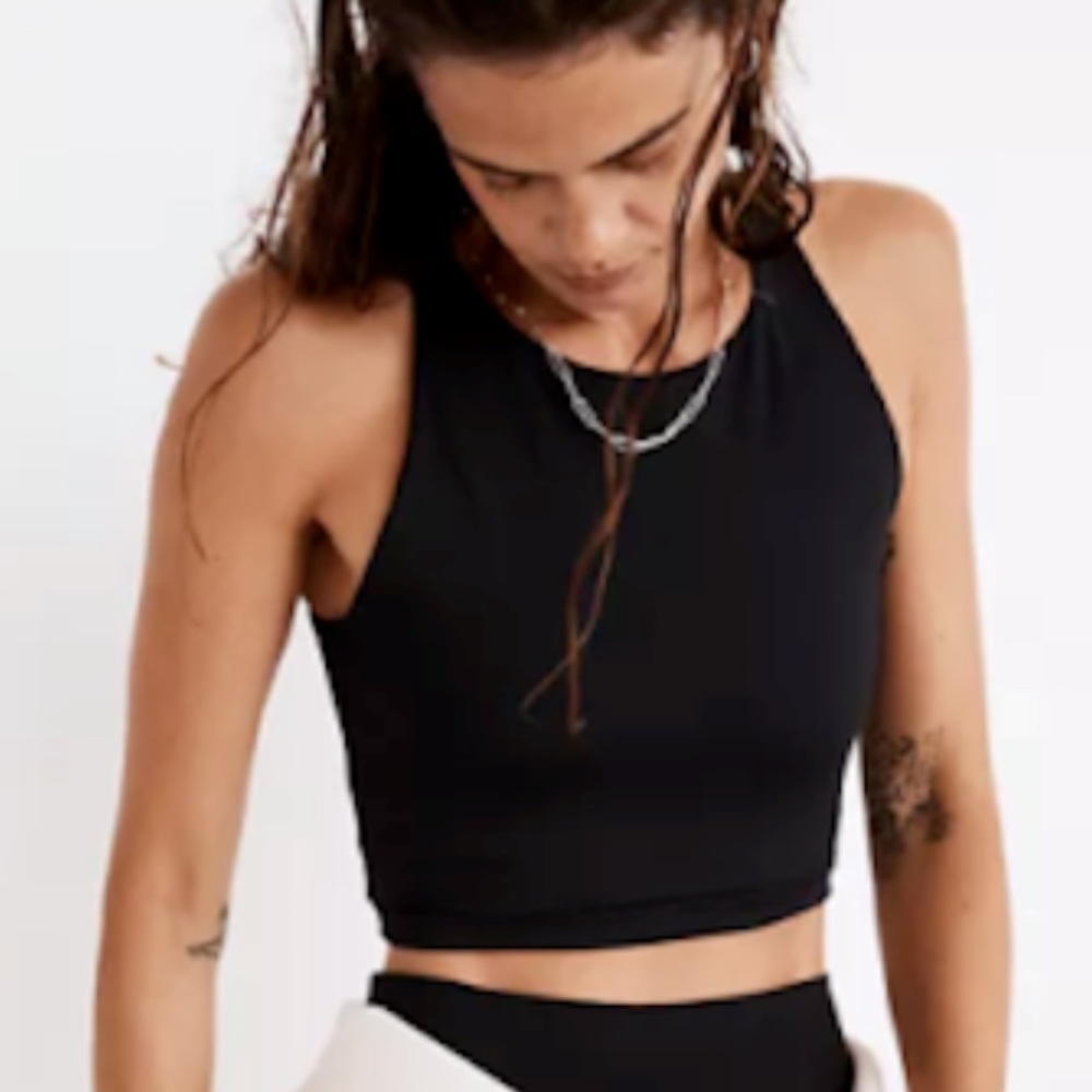 Madewell MWL Form Black Racerback Crop Tank Top Extra Small XS NWT